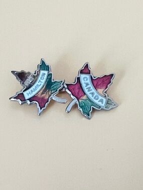 Canada Maple Leaf Enamel Pin Pair - Multicolor
